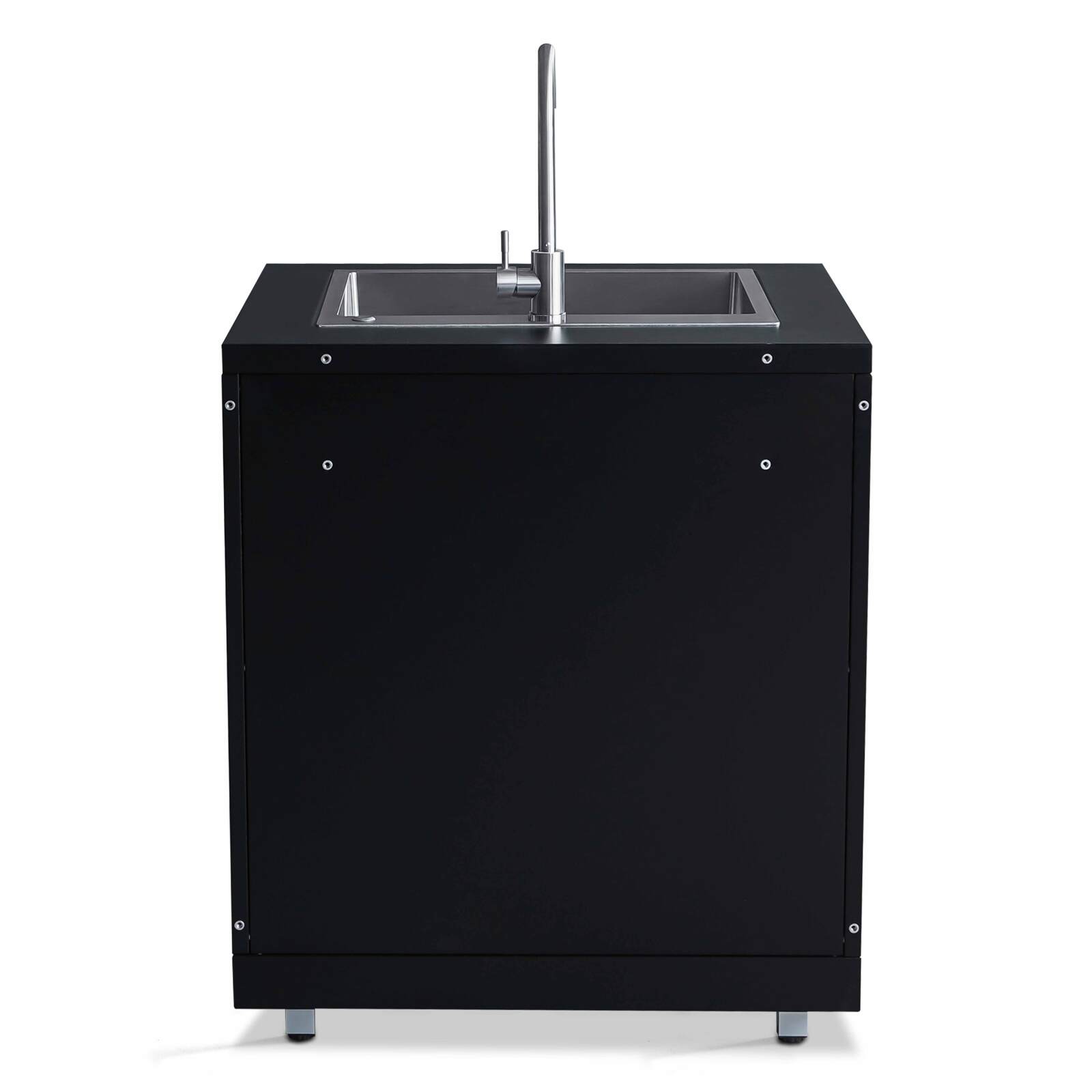 Mueble fregadero de 2 puertas de acero negro para cocina exterior