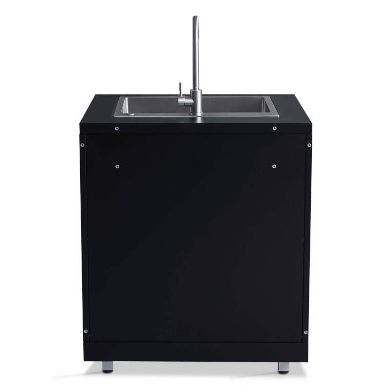 Mueble fregadero de 2 puertas de acero negro para cocina exterior
