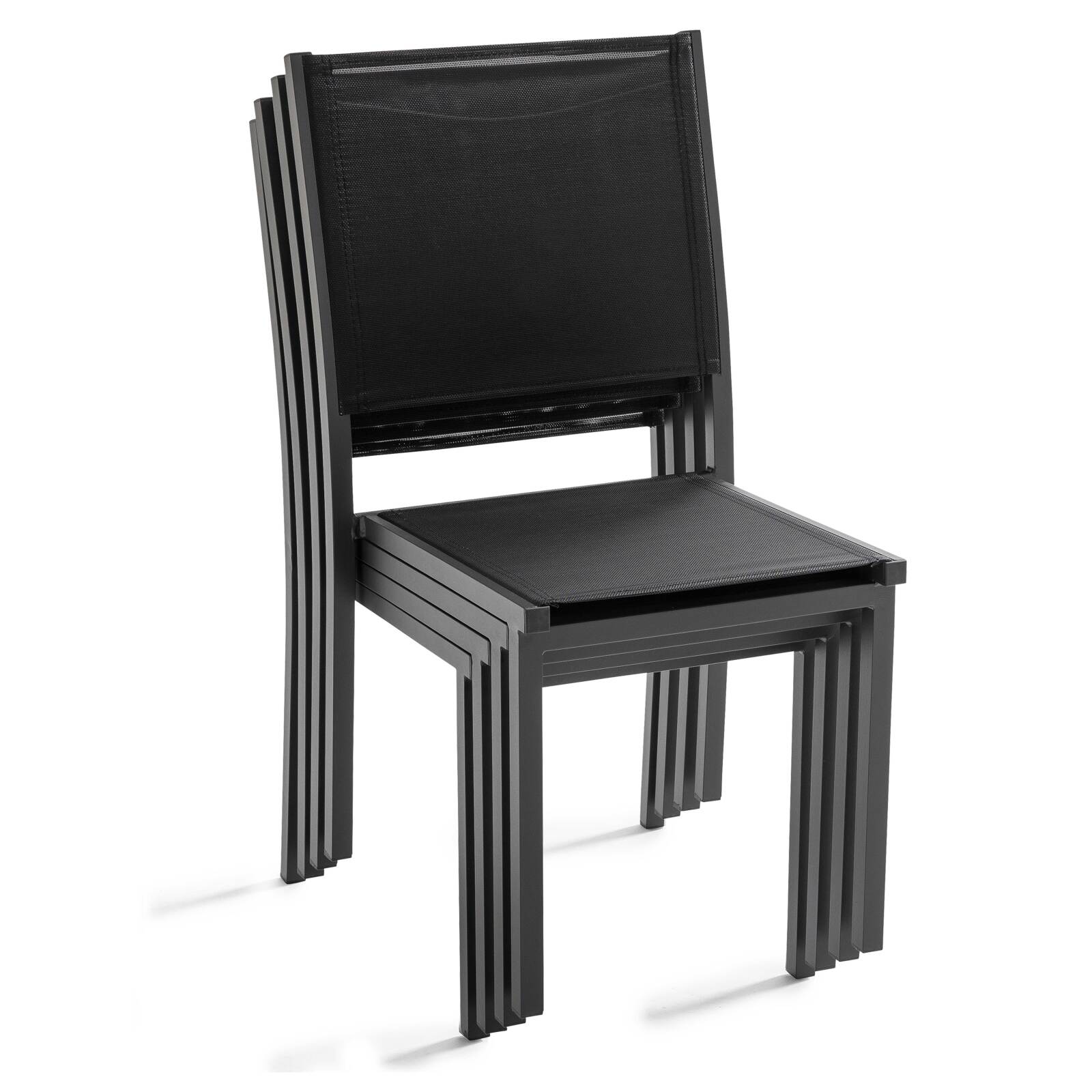 Mesa de jardín rectangular extensible de aluminio con 6 sillas y 2 sillas con reposabrazos