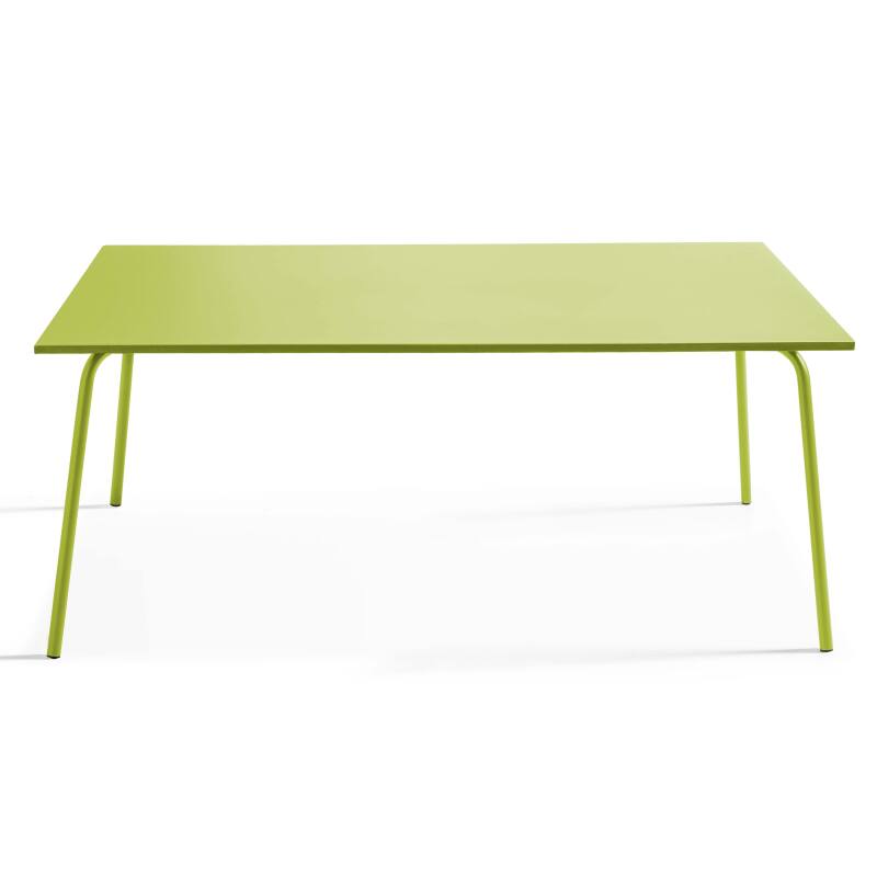 Mesa de jardín rectangular de 180 x 90 cm con 4 sillas y 2 bancos de metal
