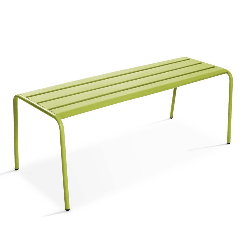Mesa de jardín rectangular de 180 x 90 cm con 4 sillas y 2 bancos de metal