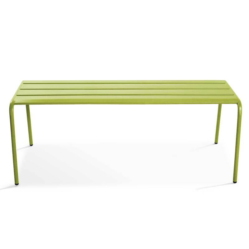 Mesa de jardín rectangular de 180 x 90 cm con 4 sillas y 2 bancos de metal