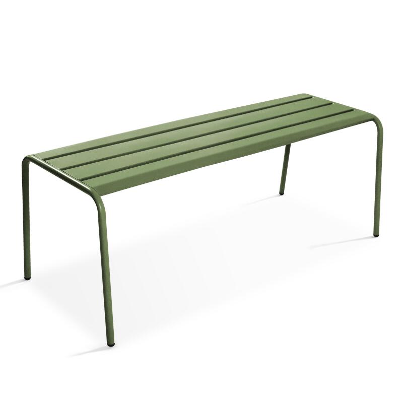 Mesa de jardín rectangular de 180 x 90 cm con 4 sillas y 2 bancos de metal (2/6)