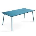 Mesa de jardín rectangular de 180 x 90 cm con 4 sillas y 2 bancos de metal