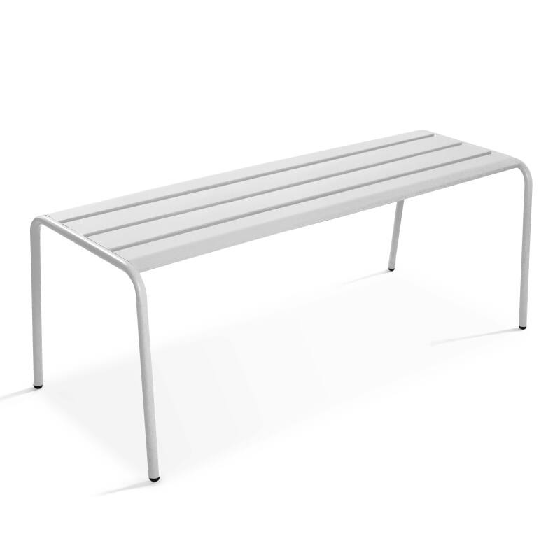 Mesa de jardín rectangular de 180 x 90 cm con 4 sillas y 2 bancos de metal (2/6)
