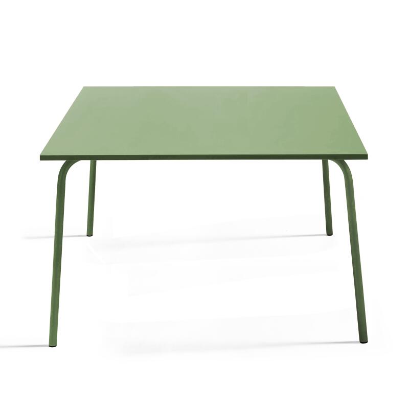 Mesa de jardín cuadrada de 120 x 120 cm y 4 bancos de metal (2/6)