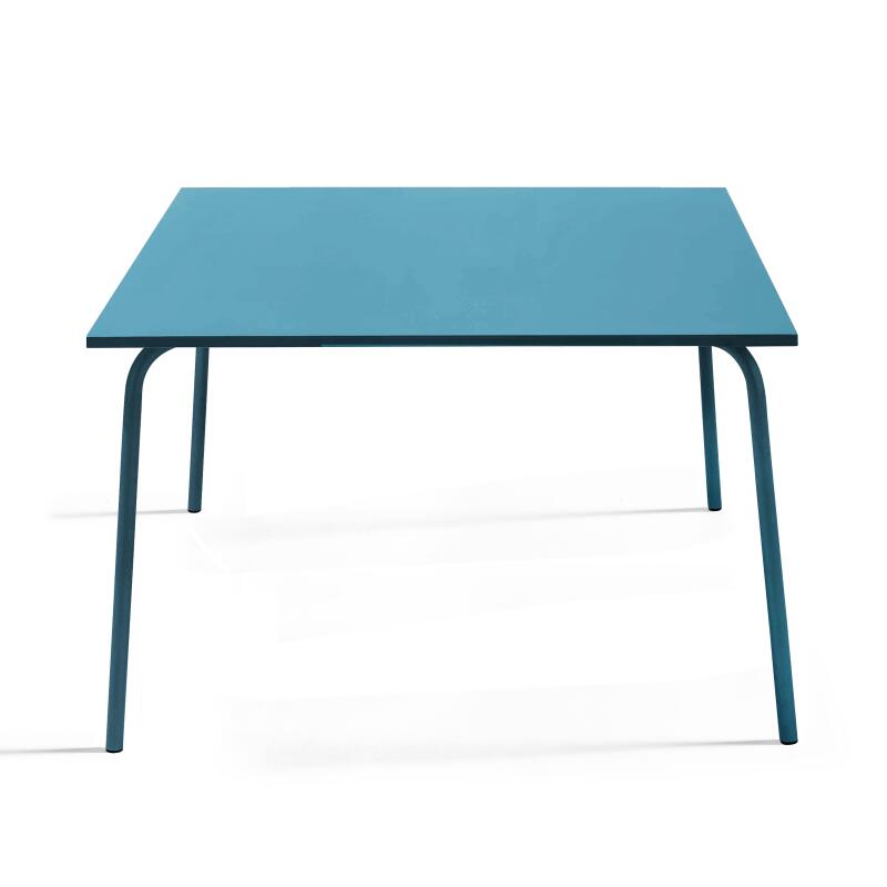 Mesa de jardín cuadrada de 120 x 120 cm y 4 bancos de metal (2/6)