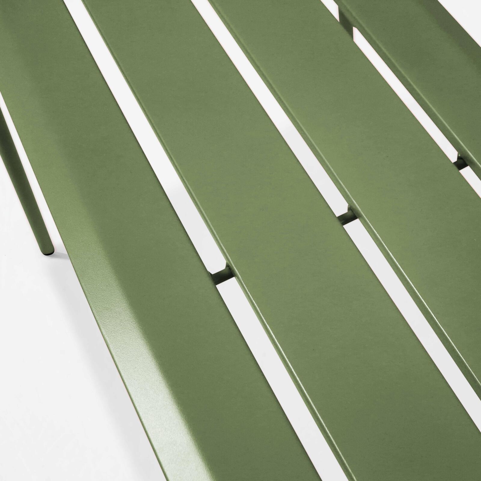 Mesa de jardín cuadrada de 120 x 120 cm y 4 bancos de metal