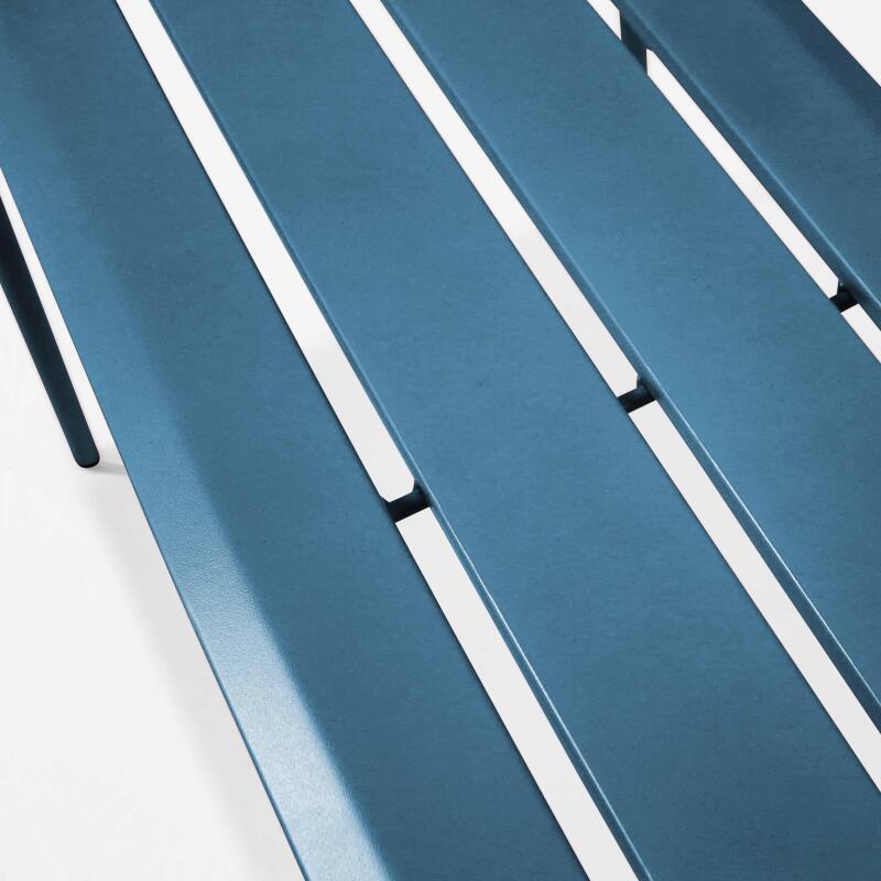 Mesa de jardín cuadrada de 120 x 120 cm y 4 bancos de metal (5/6)