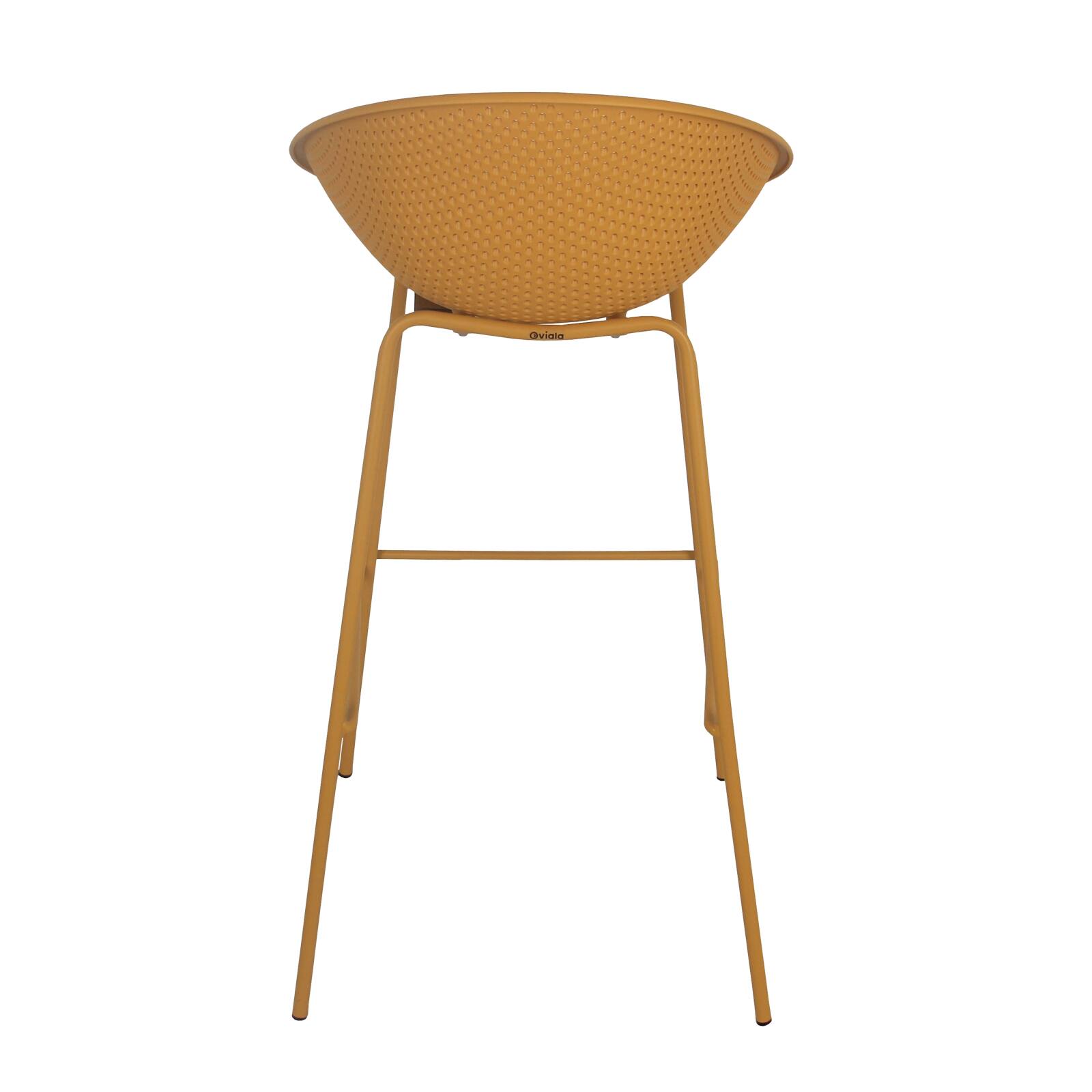 Lote de 4 sillas altas de terraza de plástico y acero