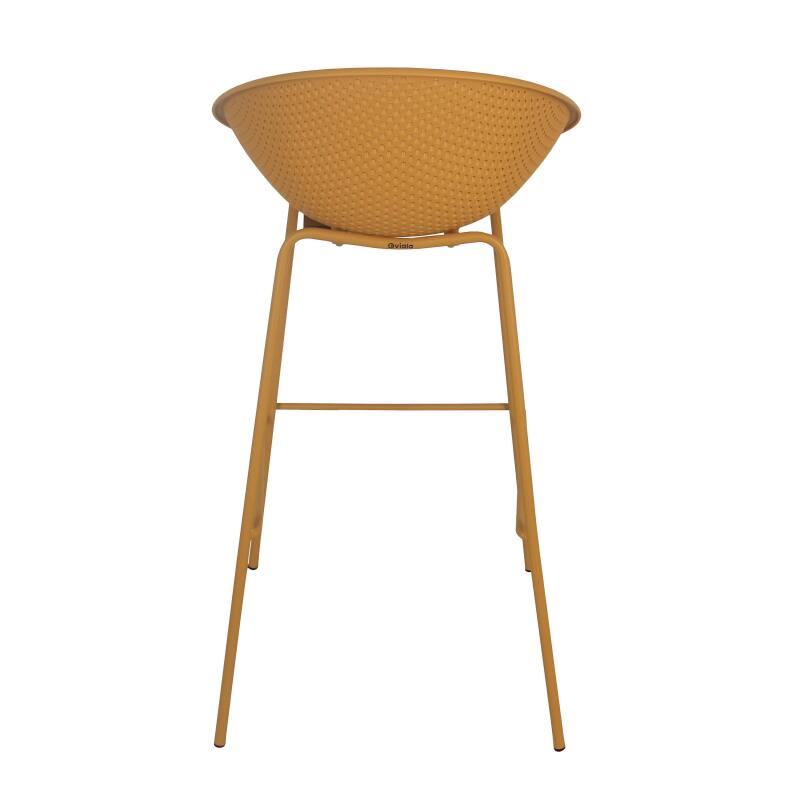 Lote de 4 sillas altas de terraza de plástico y acero (5/6)