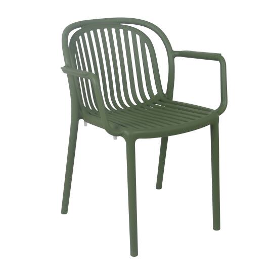 Silla de terraza de plástico con reposabrazos