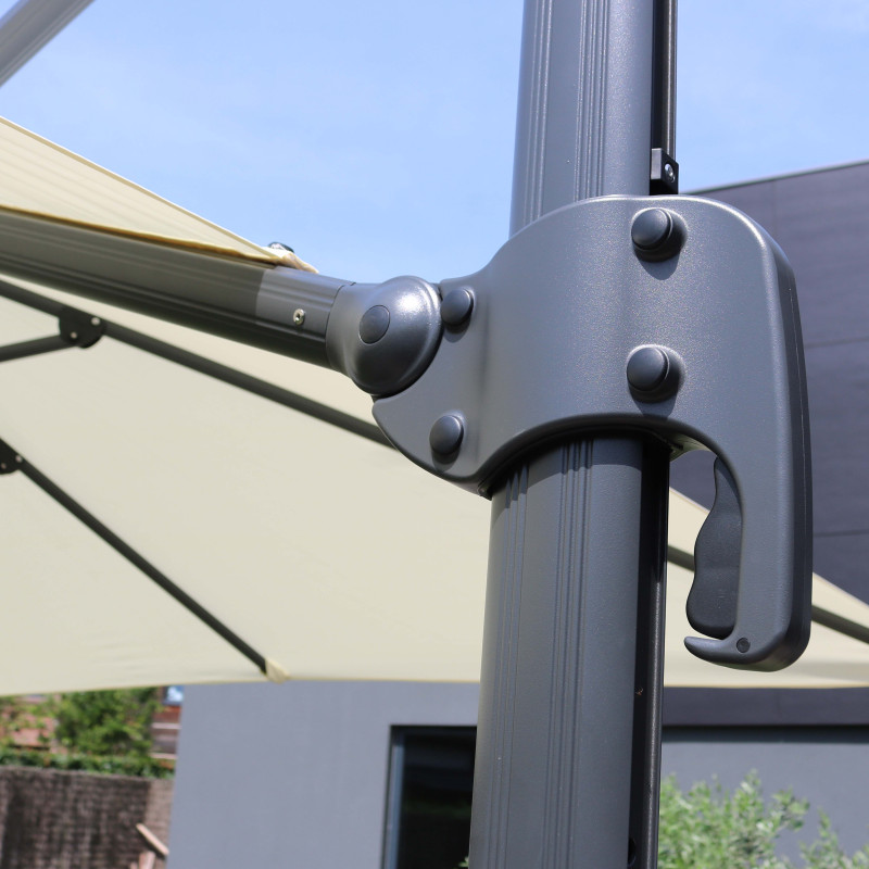 Sombrilla colgante cuadrada 3 x 3 m, mástil rotativo 360° (4/7)