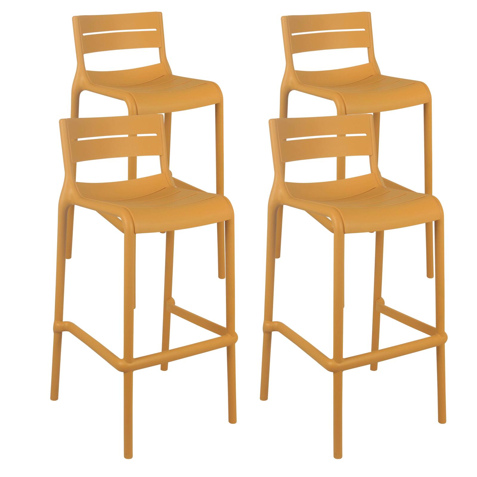 Lote de 4 sillas altas de terraza de plástico