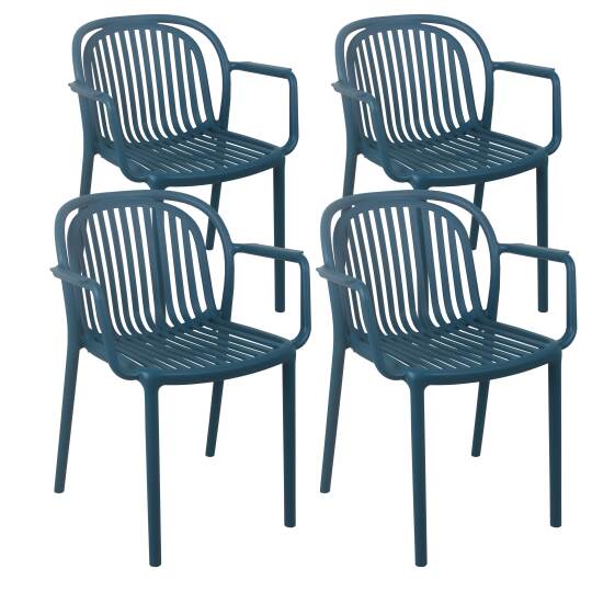 Sillas de jardín de plástico caladas con reposabrazos - Lote de 4 | Oviala