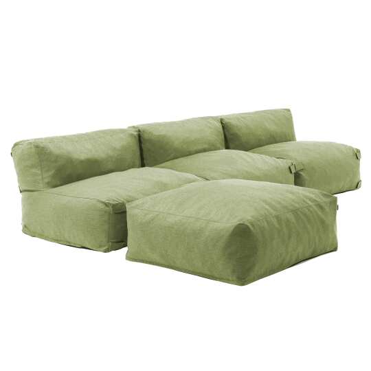 Sofá esquinero fijo modular de 3 plazas y 1 puf