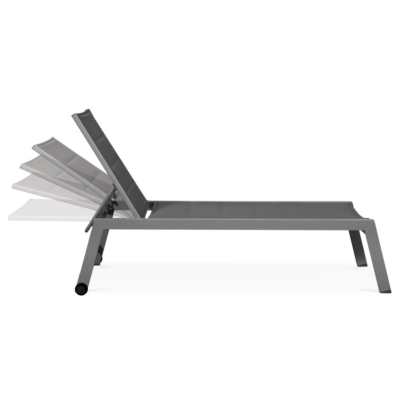 Lote de 2 tumbonas con ruedas, reclinables 5 posiciones