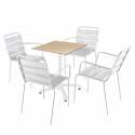 Mesa de laminado reclinable de 60x60 cm con pie blanco y sillas de metal