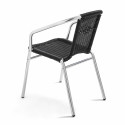 Silla de café de restaurante en resina NEGRA con reposabrazos