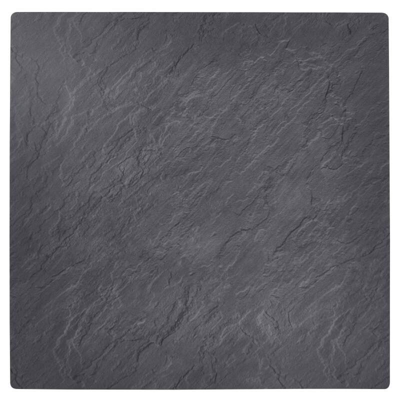 Mesa reclinable laminada de 60x60 cm de altura con pata negra y sillas de metal