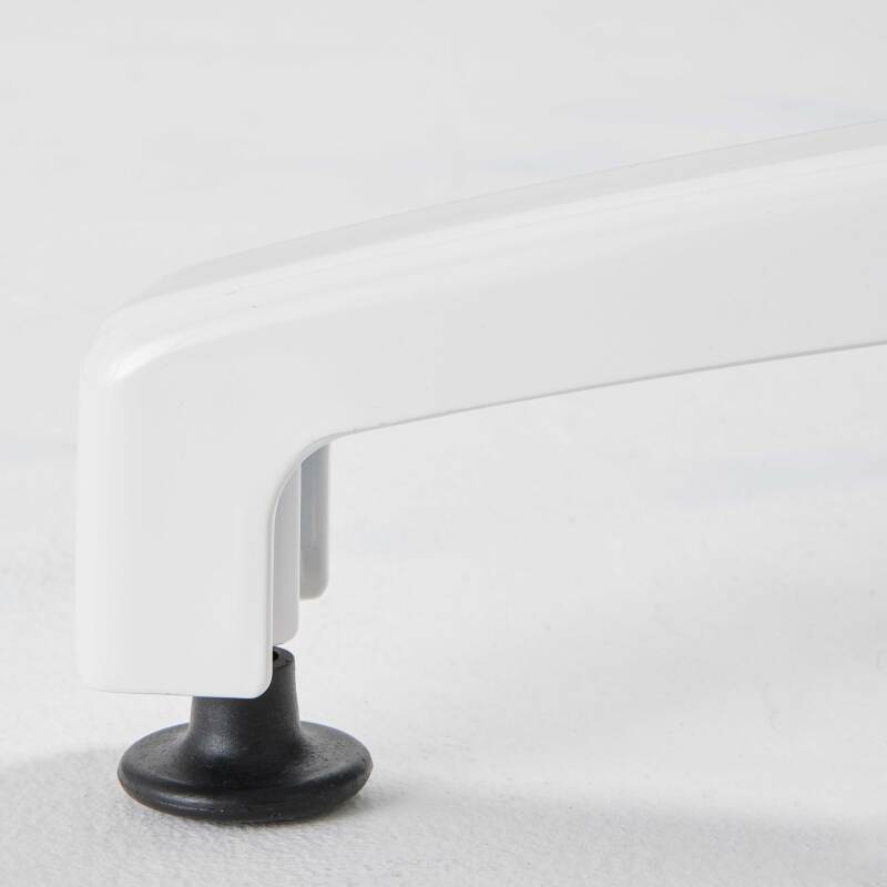 Mesa reclinable laminada de 60x60 cm de altura con pata blanca y sillas de metal