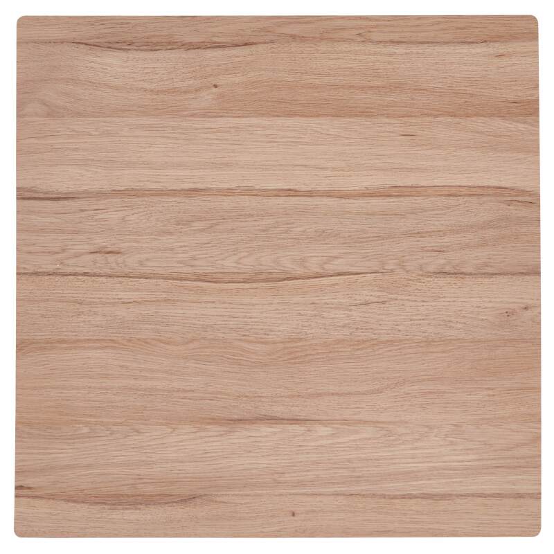 Mesa reclinable laminada de 60x60 cm de altura con pata blanca y sillas de metal