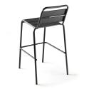 Mesa reclinable laminada de 60x60 cm de altura con pata blanca y sillas de metal