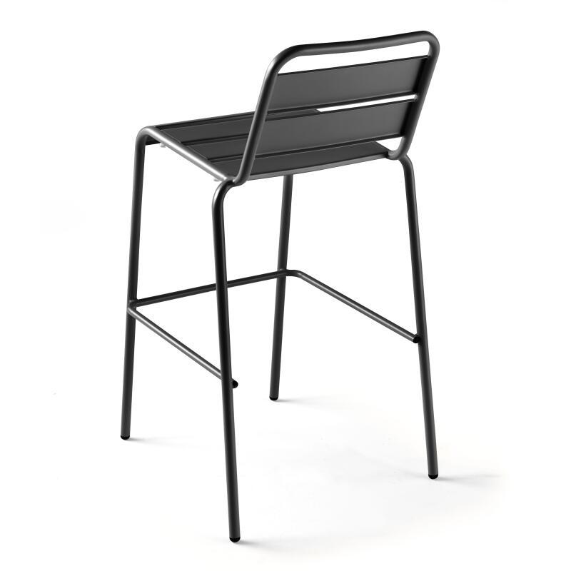 Mesa reclinable laminada de 60x60 cm de altura con pata blanca y sillas de metal