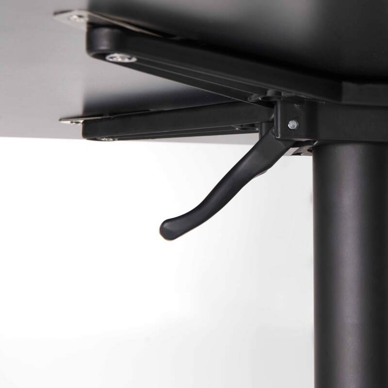 Mesa reclinable laminada de 60x60 cm con pie negro y sillas de metal (4/7)