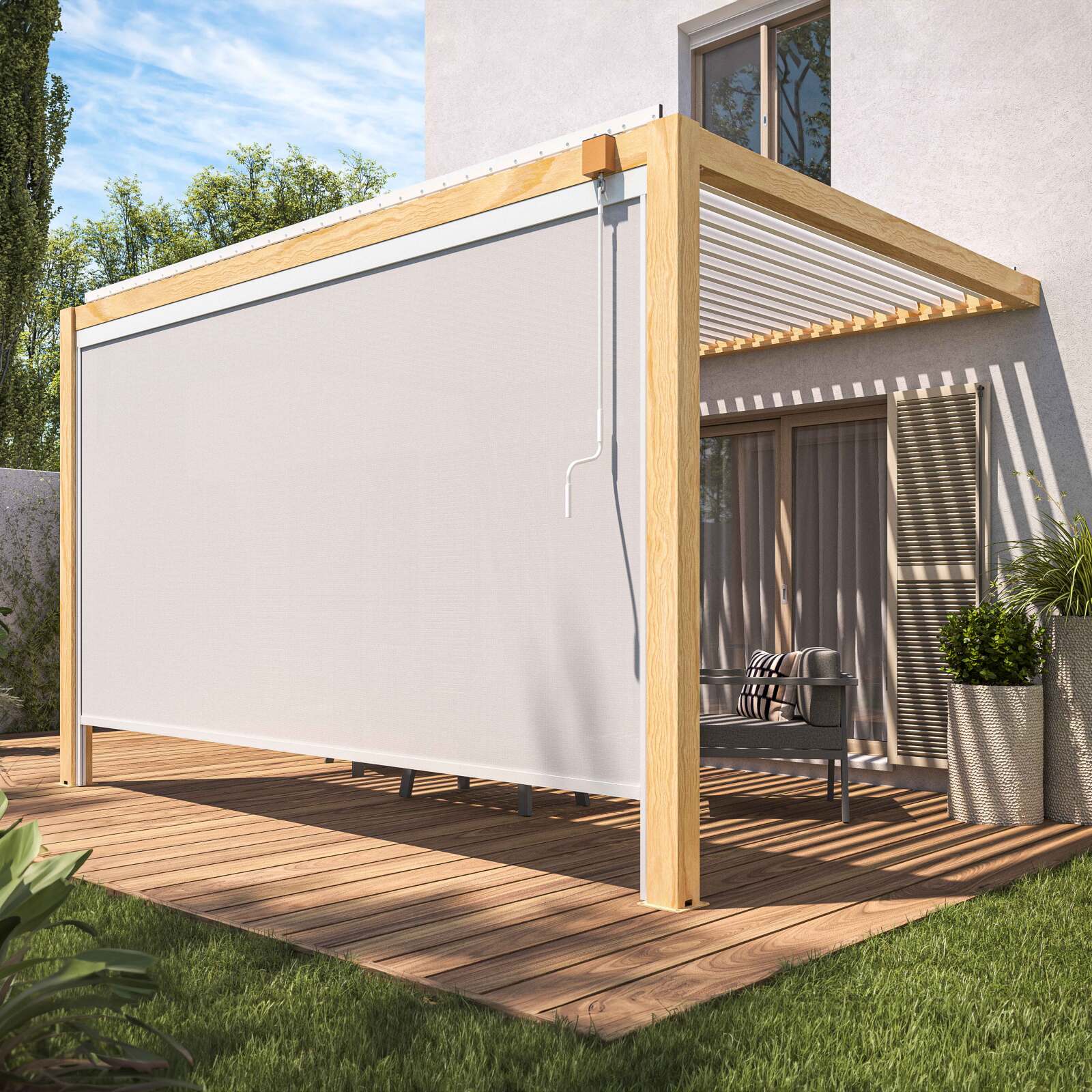 Toldo para pérgola bioclimática CORATO y SAPRI