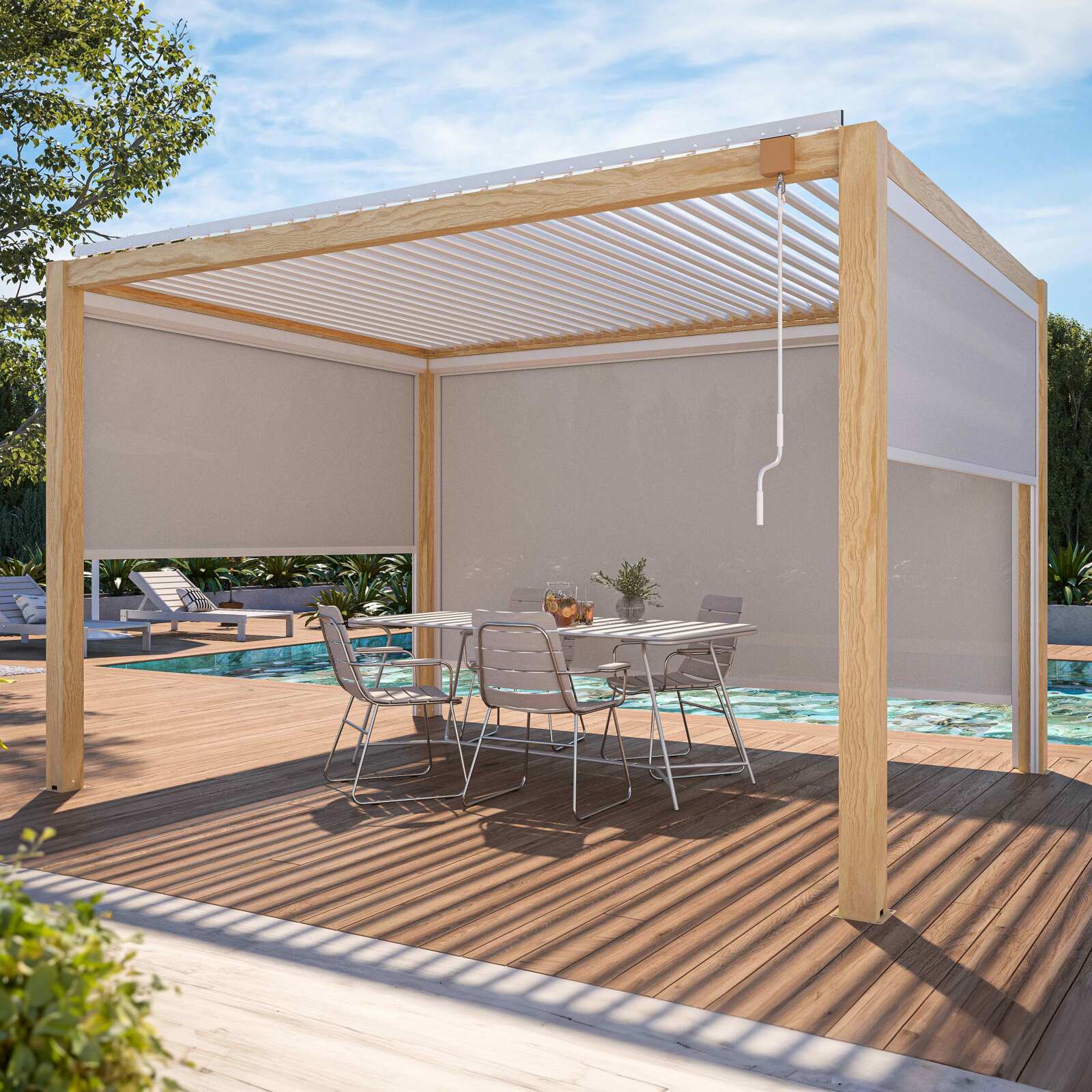 Toldo para pérgola bioclimática CORATO y SAPRI