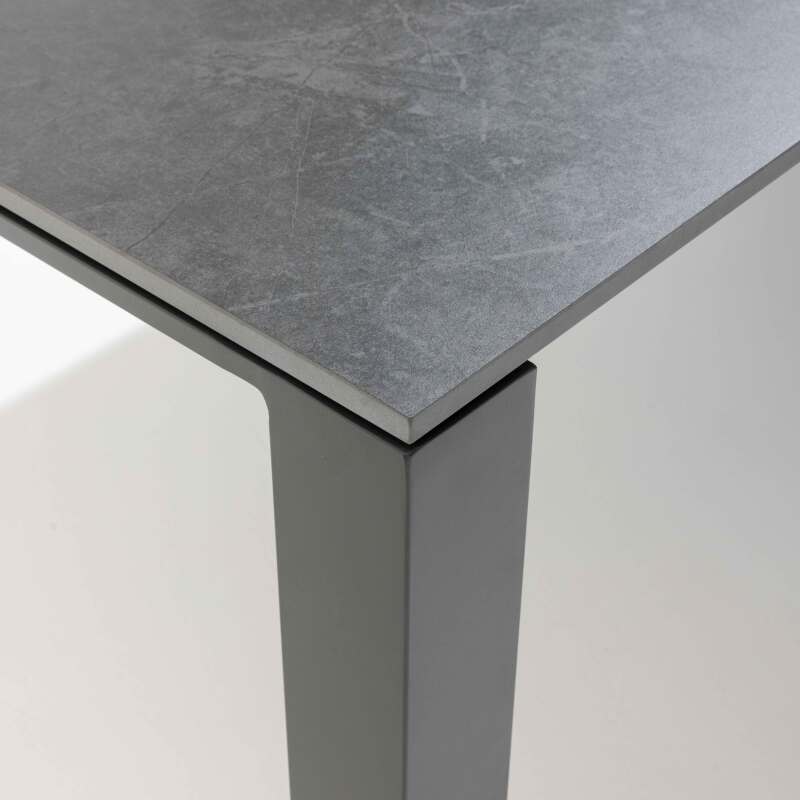 Mesa de jardín rectangular extensible (180/240 x 90 x 75 cm) de aluminio y piedra gris antracita (3/7)