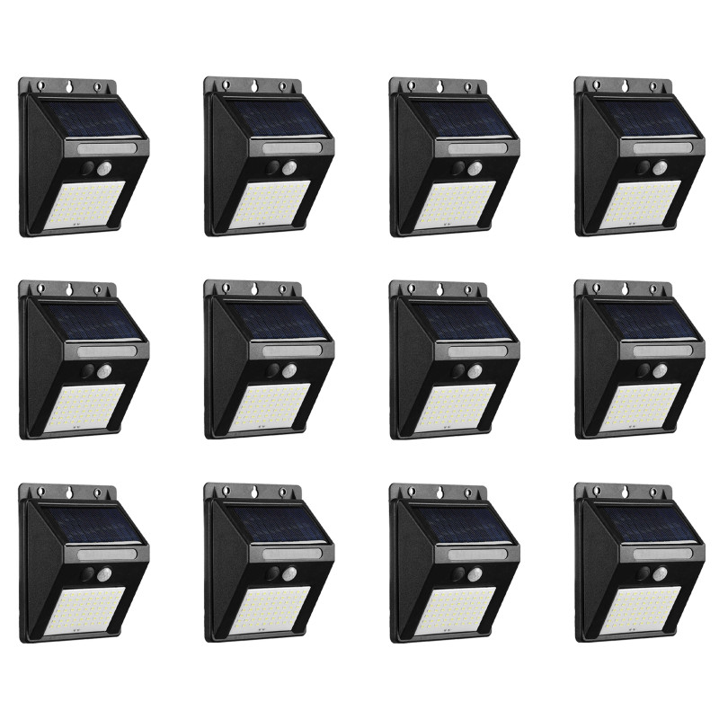 Lote de 4 apliques de pared solares LED con sensor de movimiento