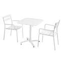 Mesa de terraza de aluminio reclinable 70x70 cm y 2 sillas con reposabrazos