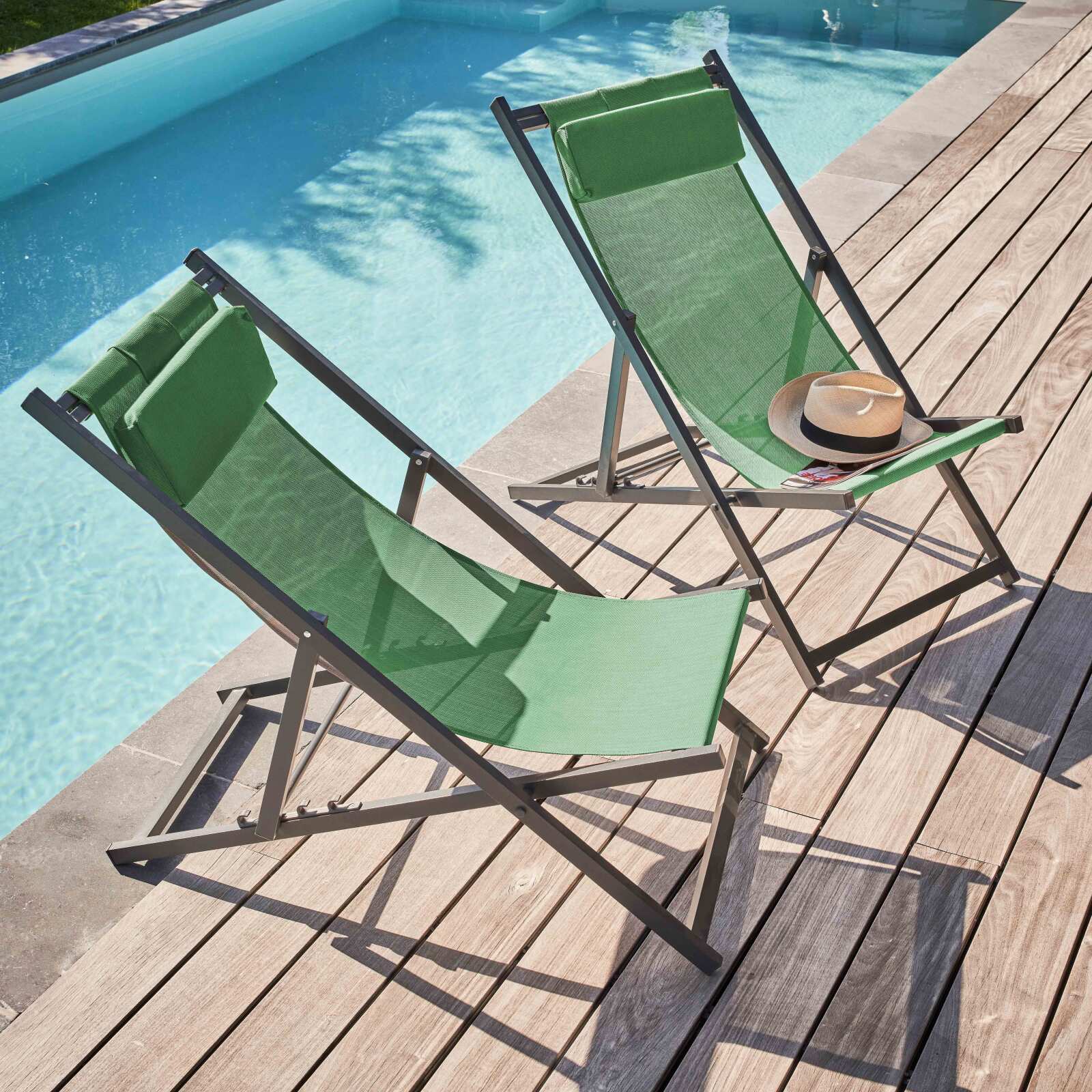 Lote de 2 hamacas plegables de aluminio reclinables en 4 posiciones