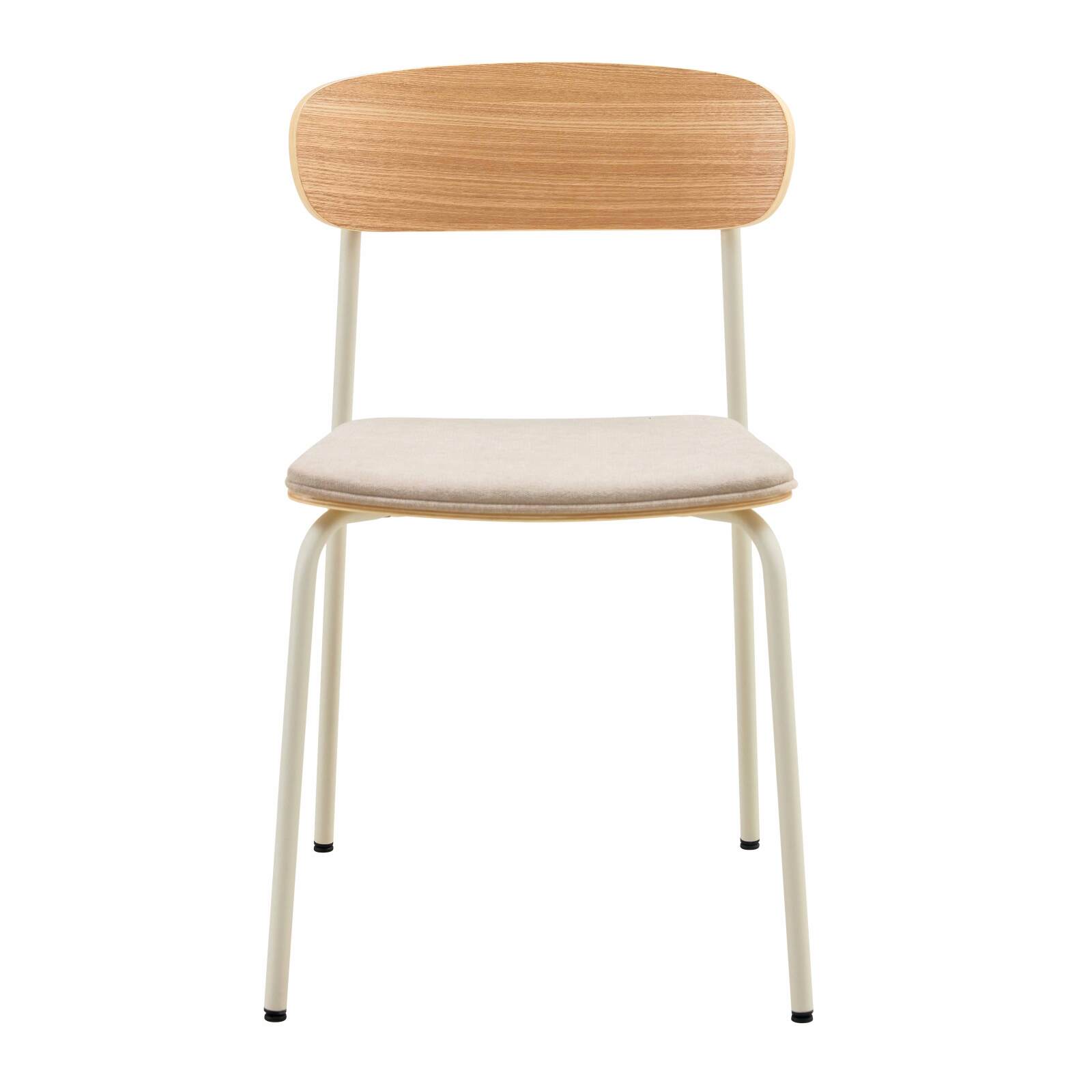 Lote de 2 sillas de metal, madera y tela