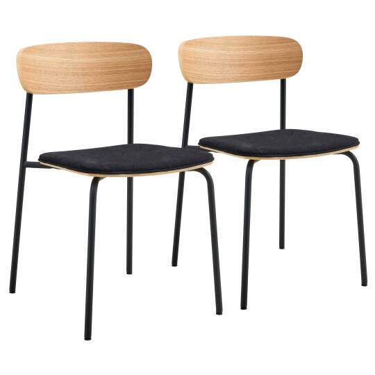 Sillas de madera, metal y tela - Lote de 2 | Oviala