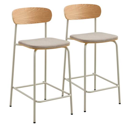 Sillas altas de madera, metal y tela - Lote de 2 | Oviala