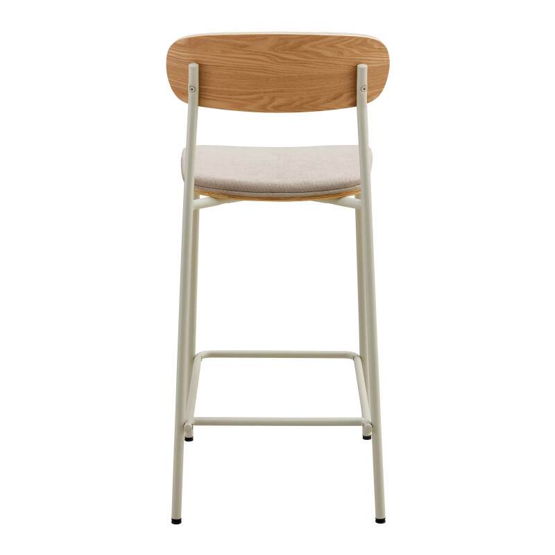 Lote de 2 sillas altas de metal, madera y tela