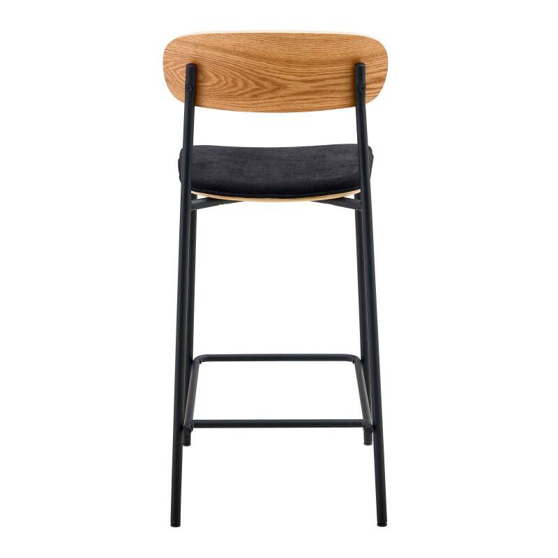 Lote de 2 sillas altas de metal, madera y tela (3/6)