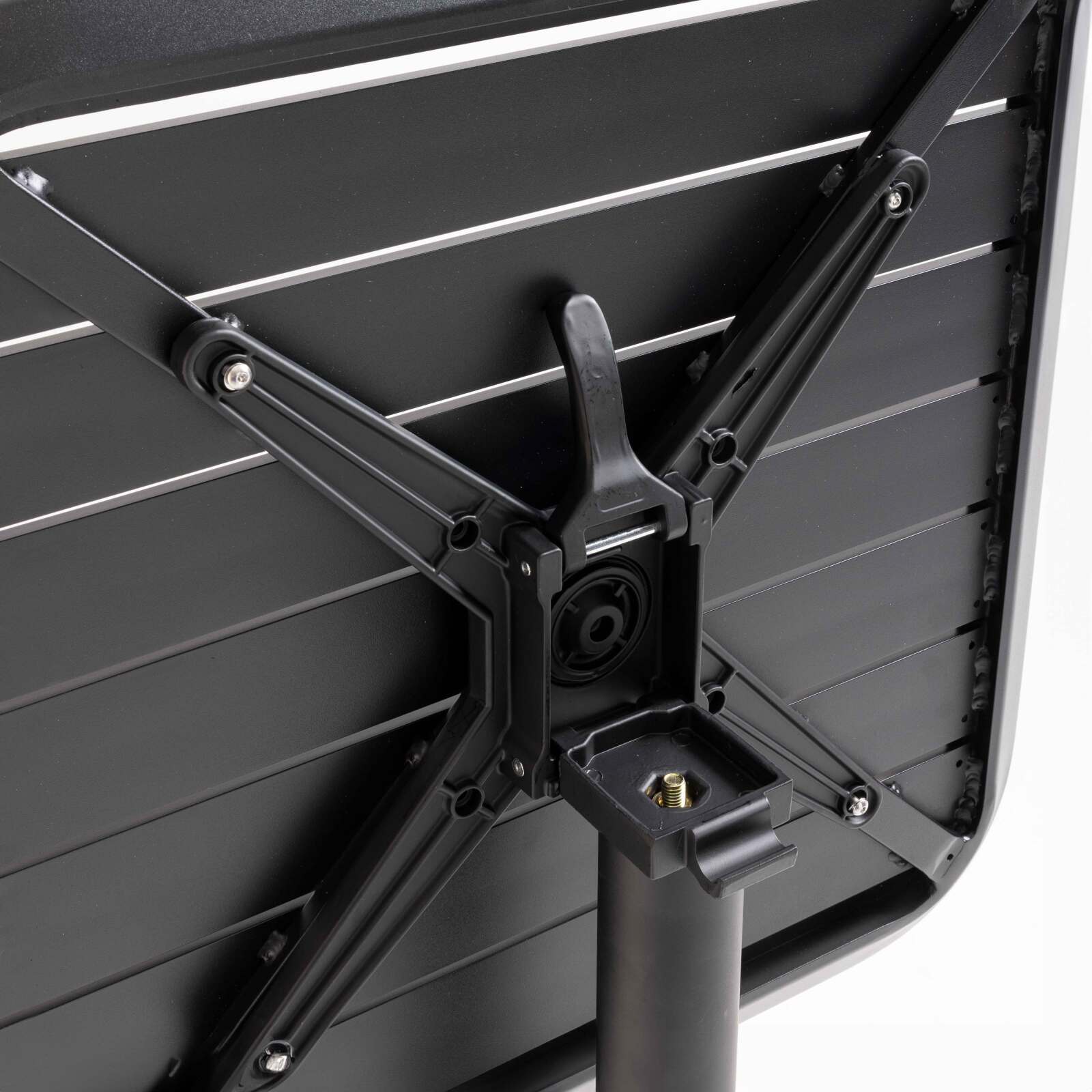 Mesa alta reclinable de 60x60 cm y 2 sillas altas de aluminio