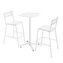 Mesa alta reclinable de 60x60 cm y 2 sillas altas de aluminio