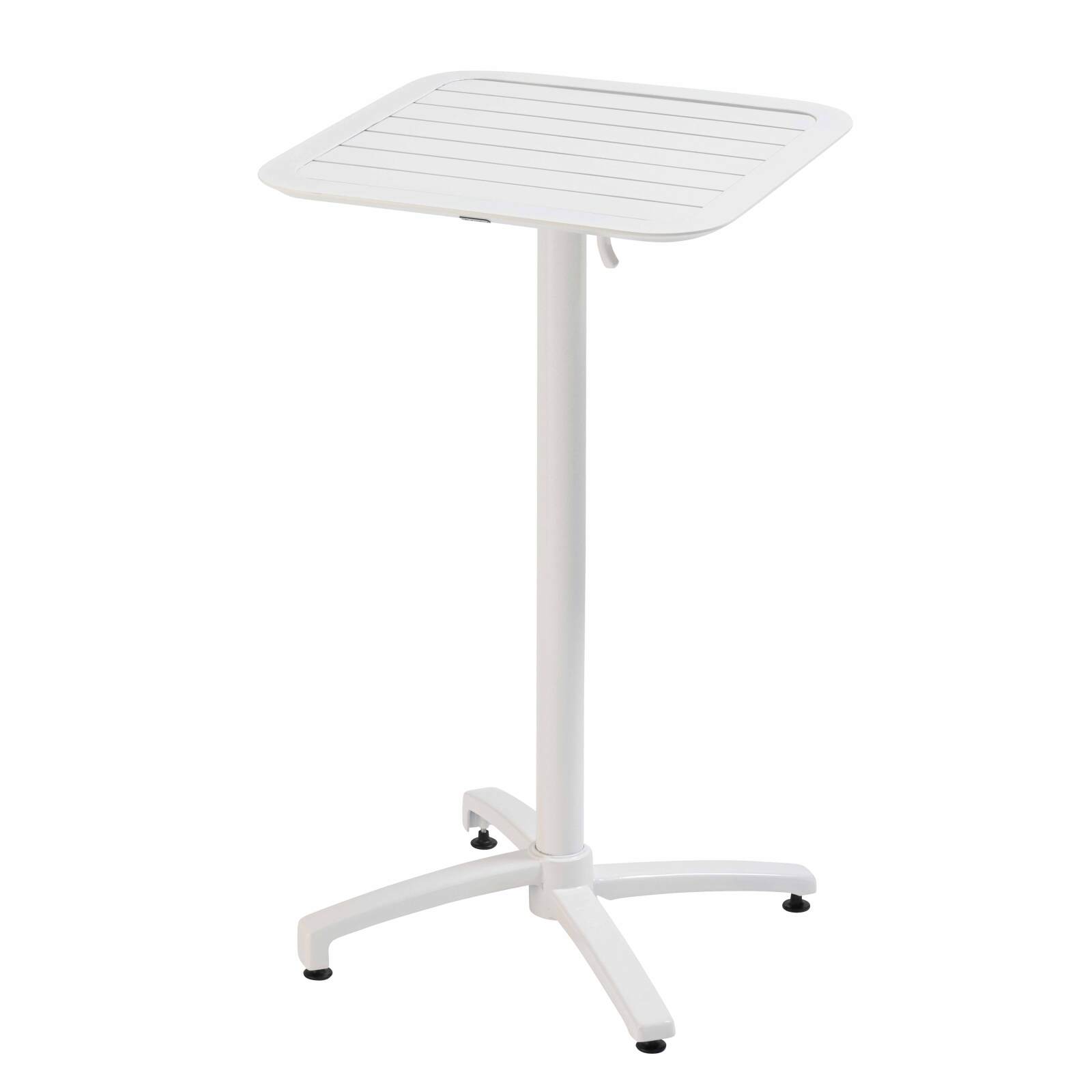 Mesa alta reclinable de 60x60 cm y 2 sillas altas de aluminio