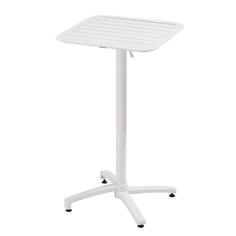 Mesa alta reclinable de 60x60 cm y 2 sillas altas de aluminio