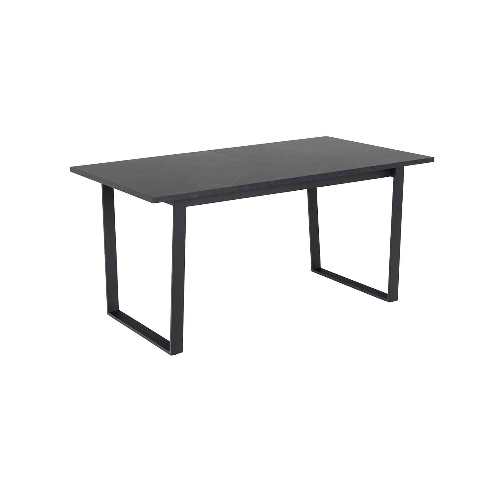 Mesa de comedor extensible en acero y MDF efecto mármol negro - 6 a 8 personas
