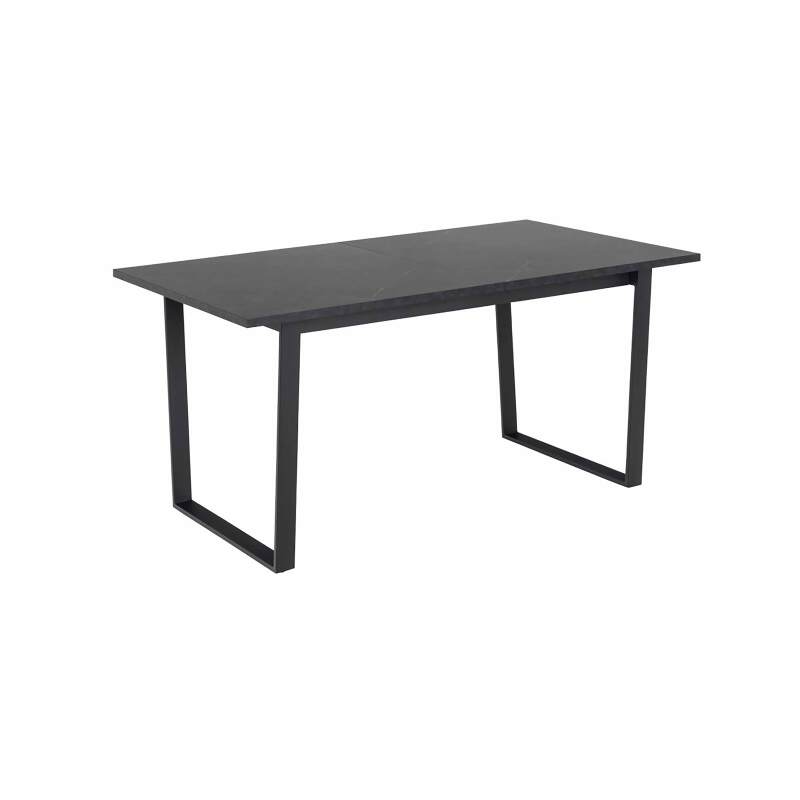 Mesa de comedor extensible en acero y MDF efecto mármol negro - 6 a 8 personas