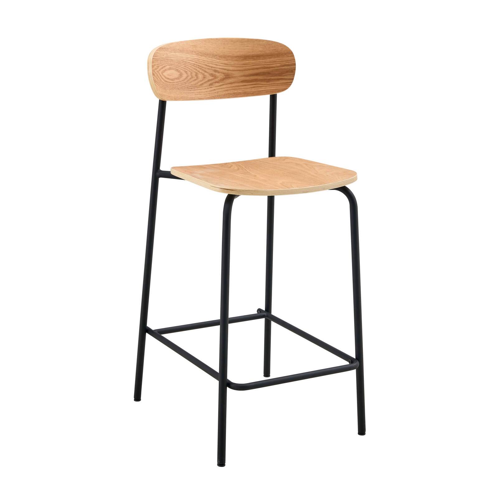 Lote de 2 sillas altas de metal y madera