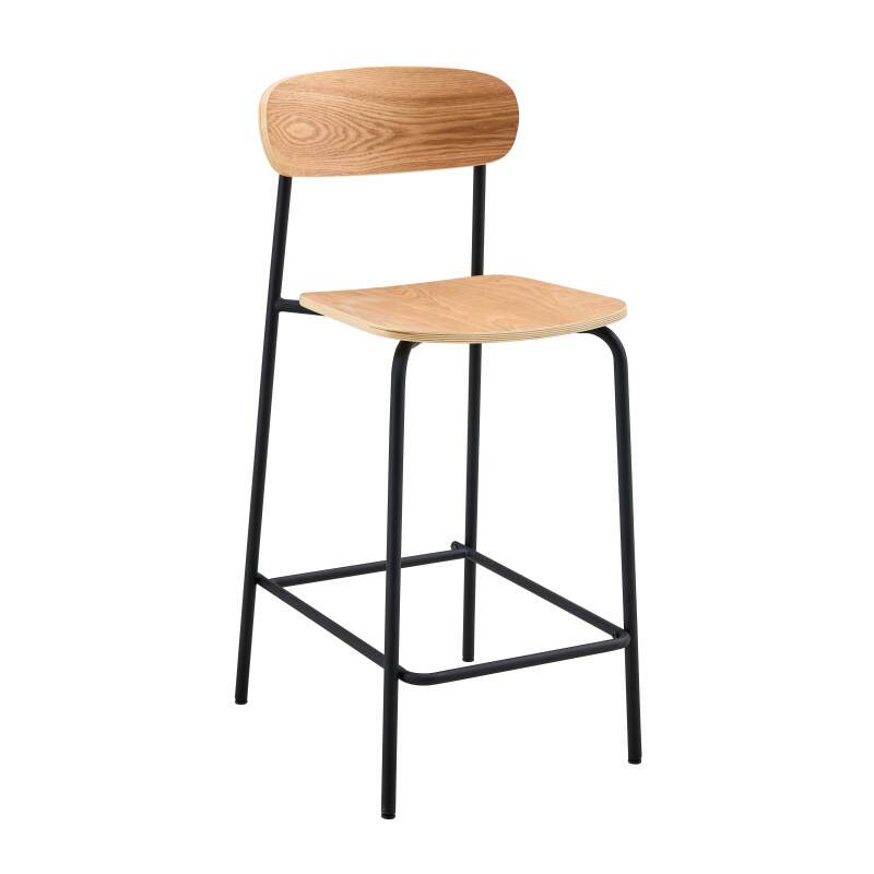 Lote de 2 sillas altas de metal y madera (4/5)