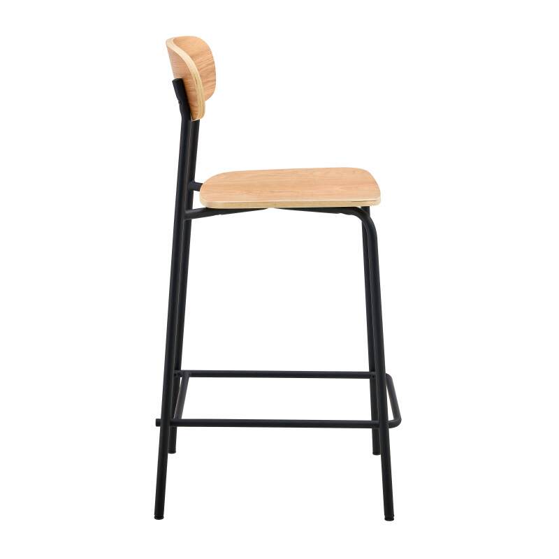 Lote de 2 sillas altas de metal y madera (2/5)