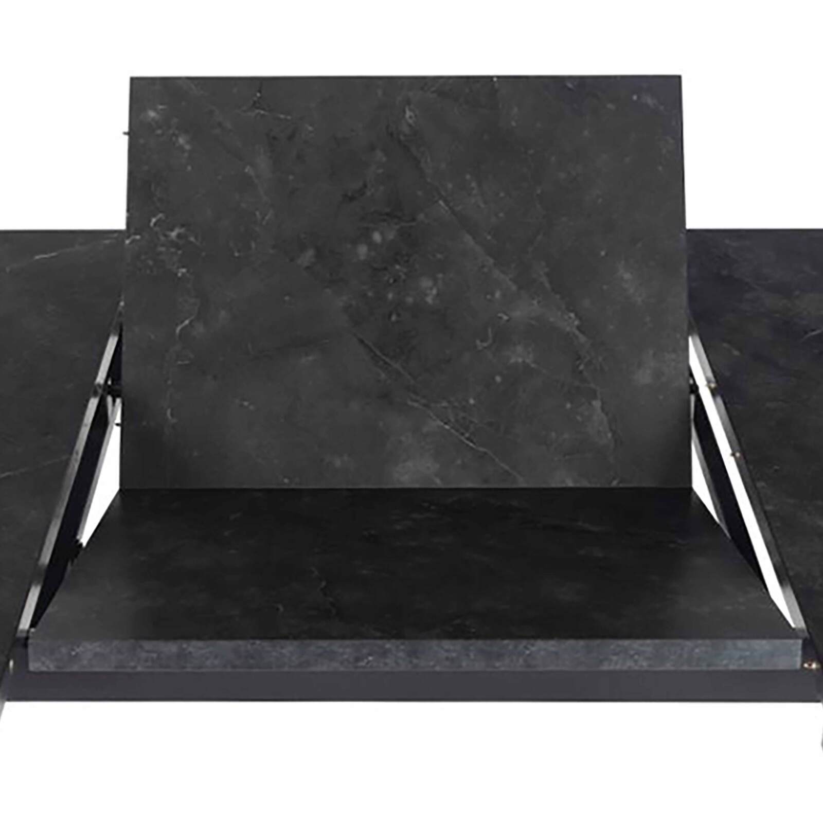 Mesa de comedor extensible en acero y MDF efecto mármol negro - 6 a 8 personas